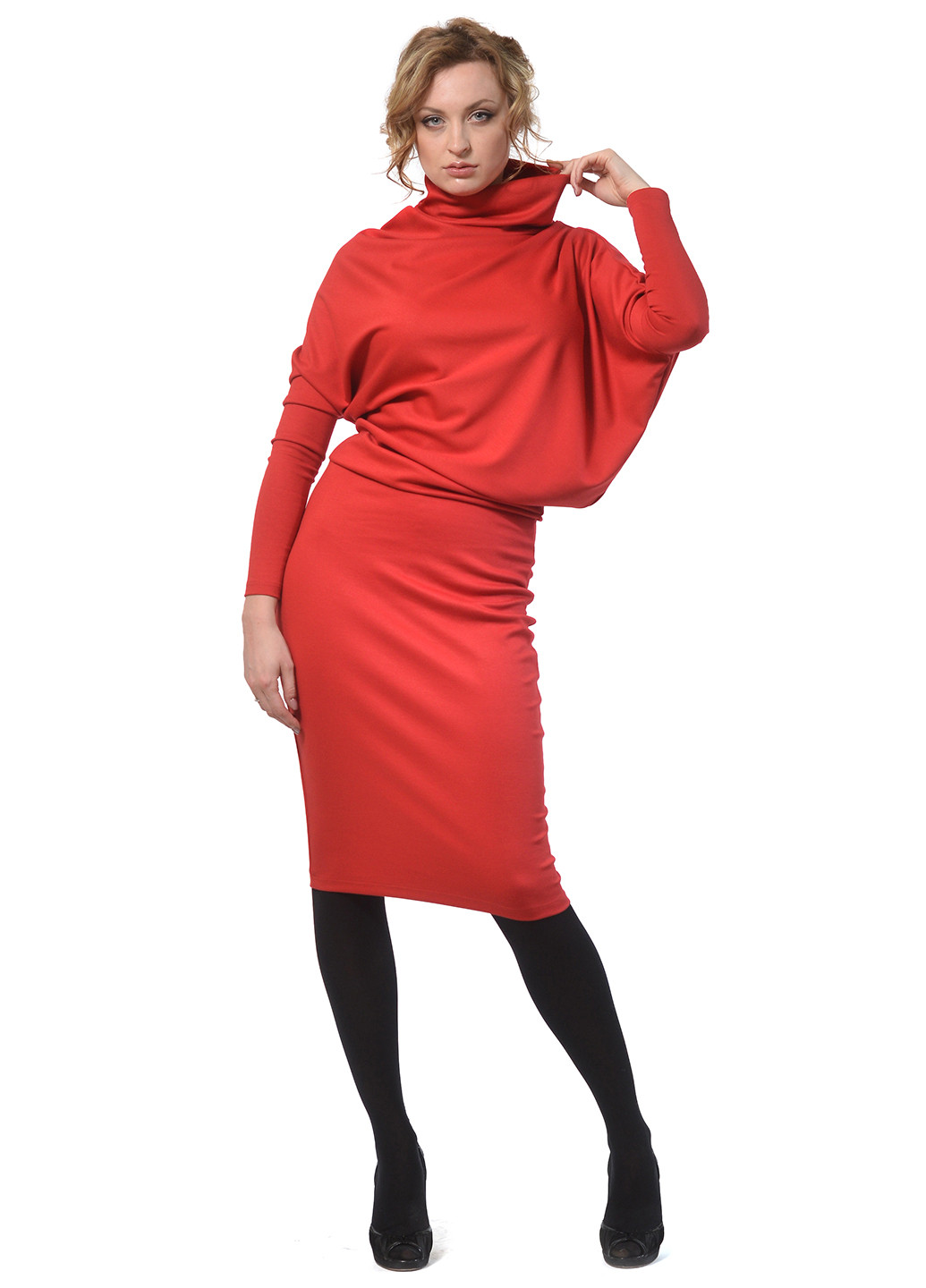 Красное кэжуал платье с длинным рукавом Lemon
