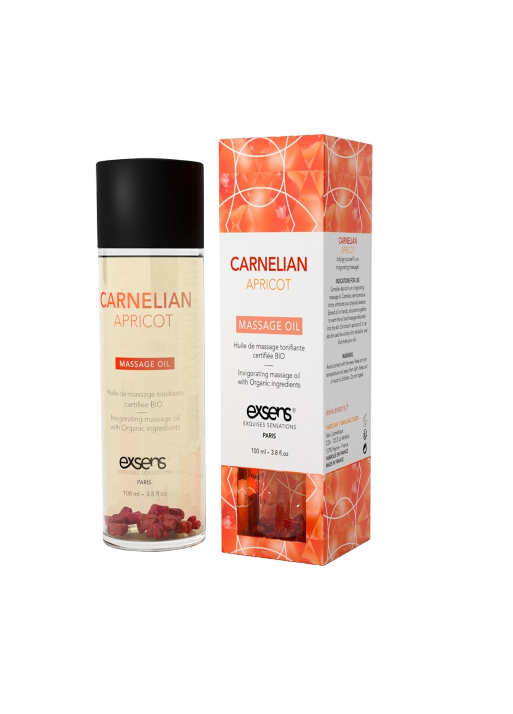 Массажное масло Carnelian Apricot (бодрящее с сердоликом) 100мл, натуральное Exsens (254150956)