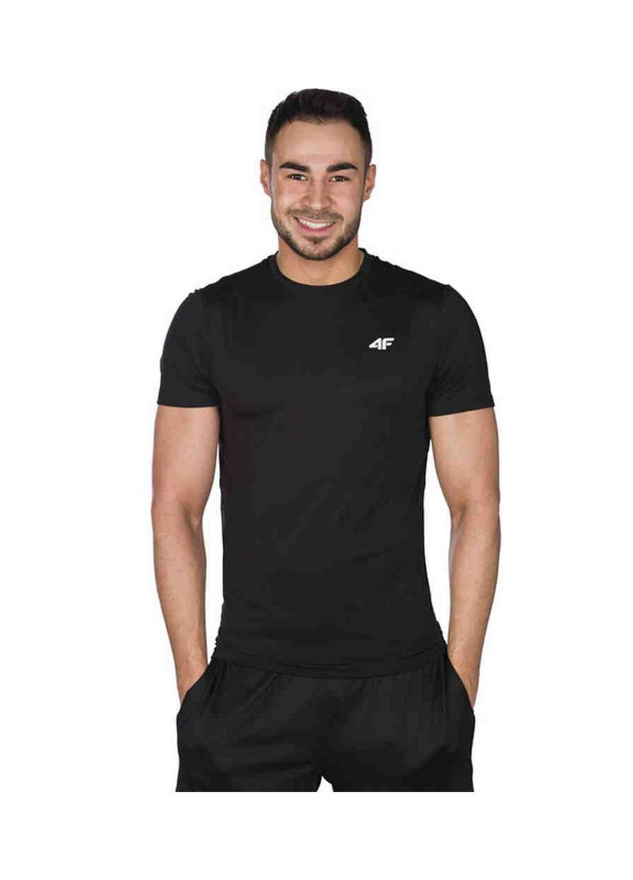 Чорна футболка чоловіча для тренувань чорна (h4l17-tsmf002-60) 4F