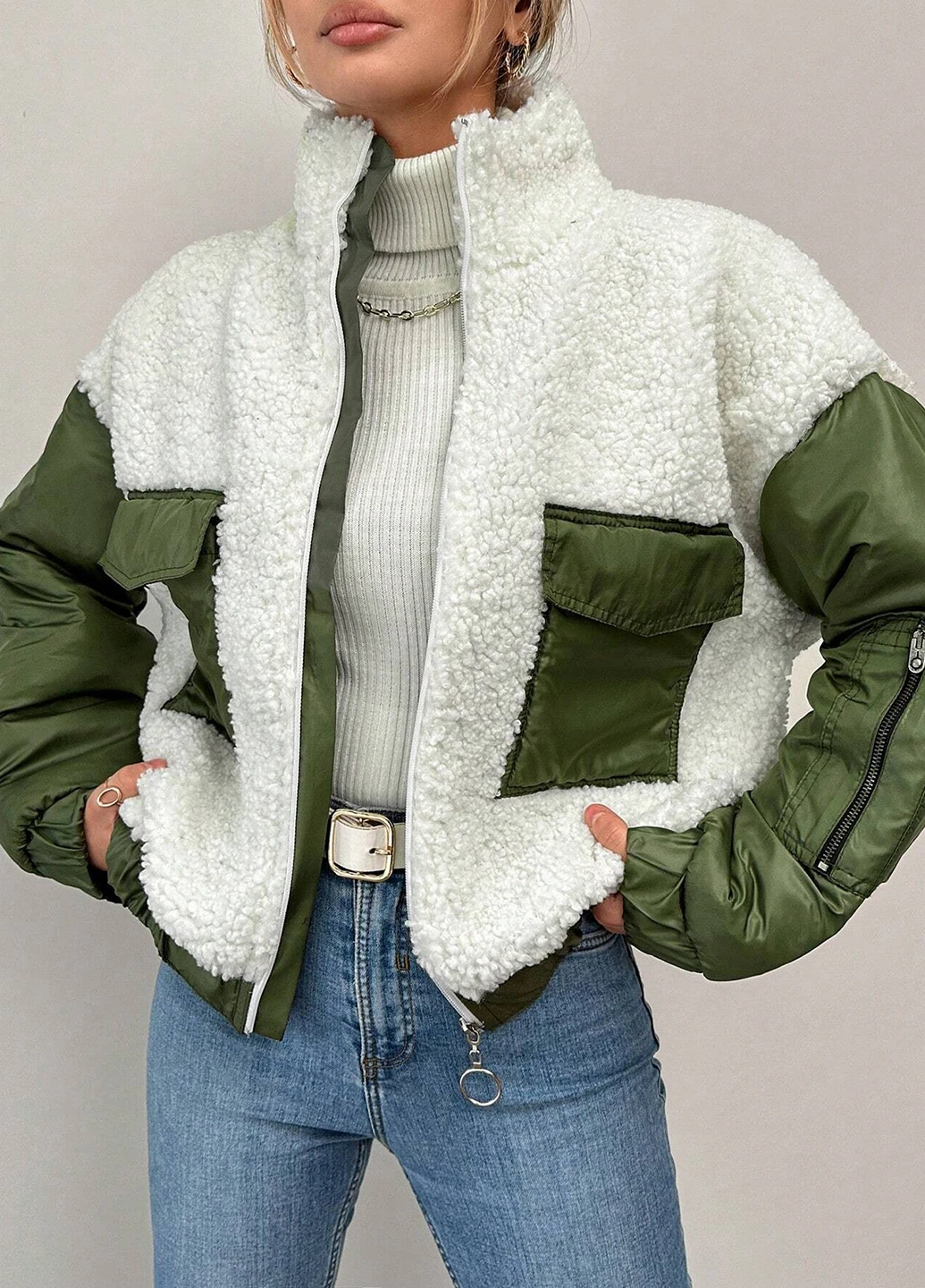 Біла демісезонна куртка SHEIN