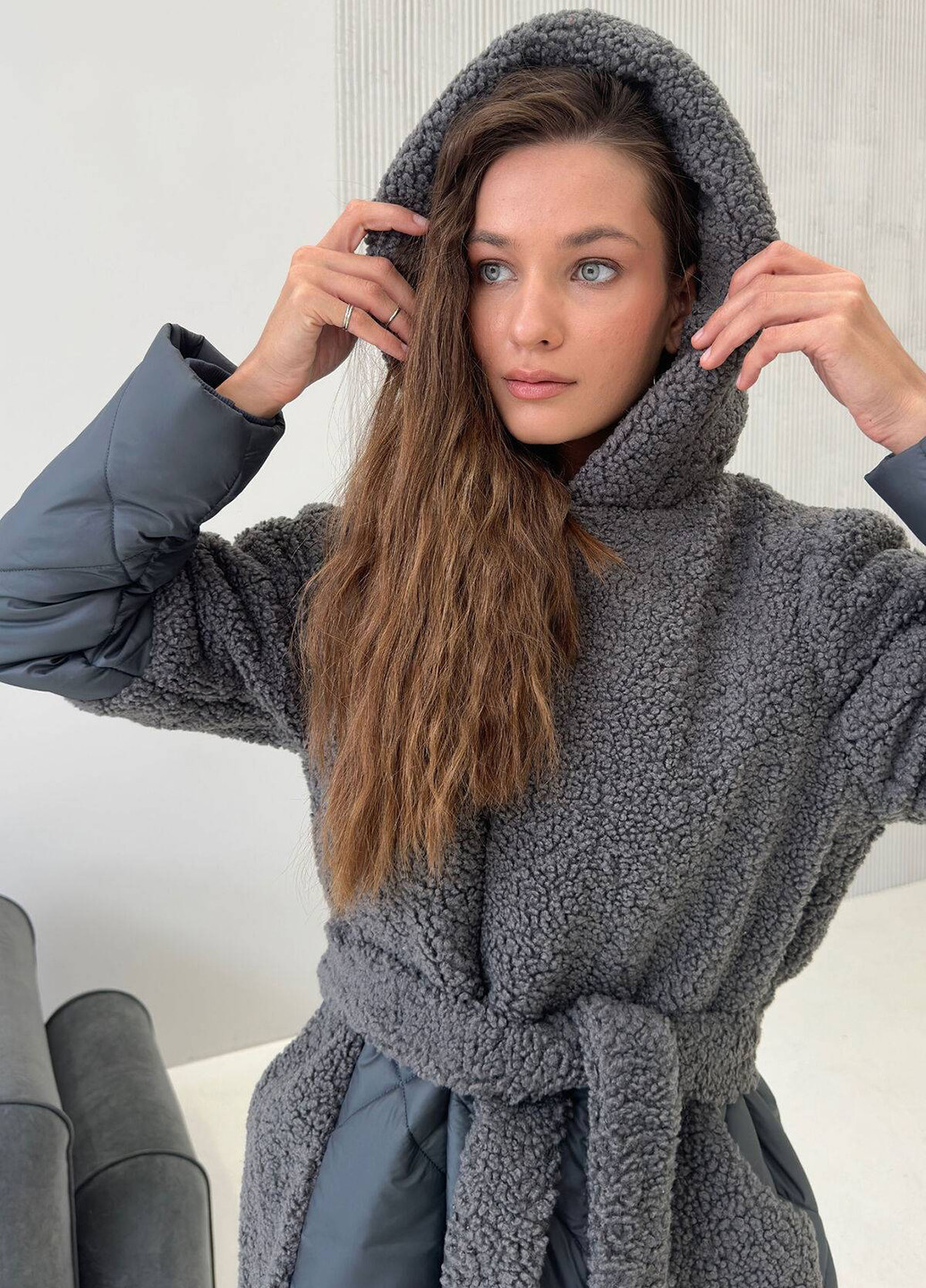 Темно-сіра зимня куртка No Brand