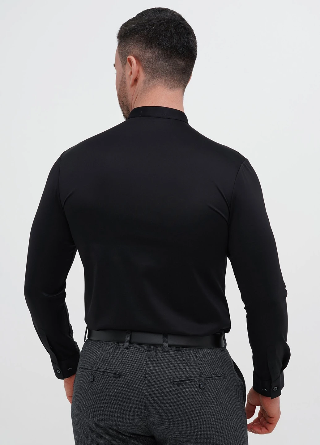 Черная вечерний, кэжуал рубашка однотонная Trend Collection