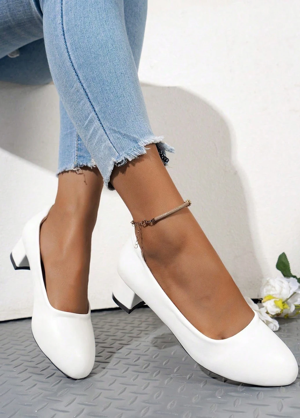 SHEIN Туфли лодочки белый з искусственная кожа, китай — демисезон (324028358)