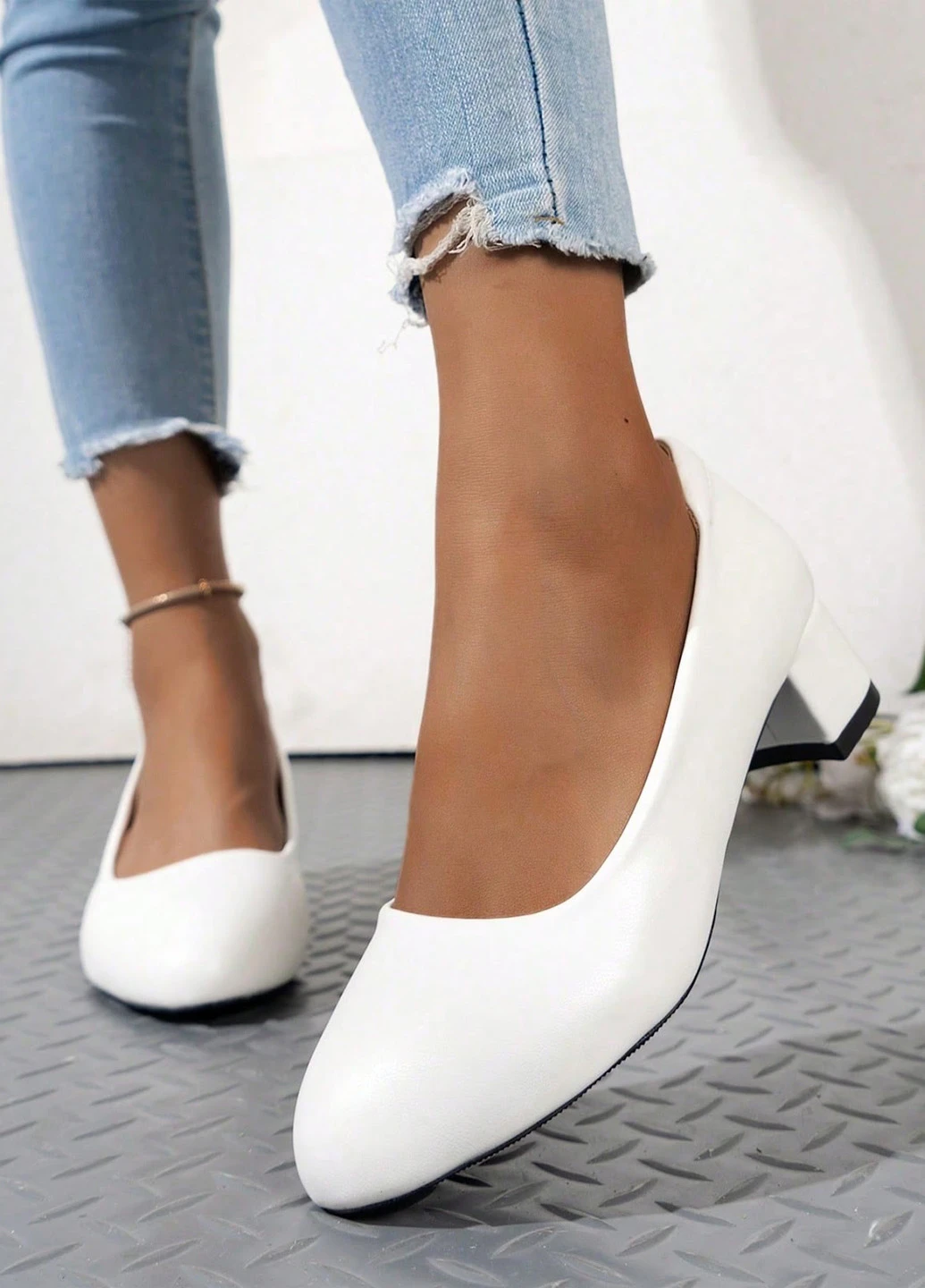 SHEIN Туфли лодочки белый з искусственная кожа, китай — демисезон (324028358)