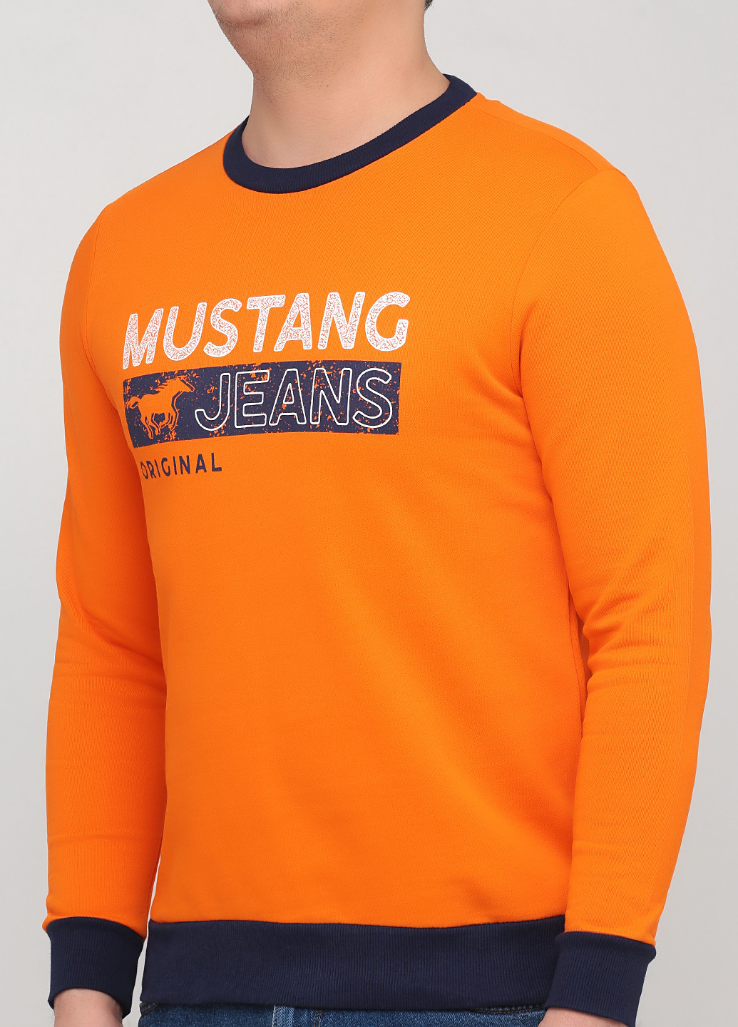 Свитшот Mustang - Прямой крой надпись оранжевый кэжуал хлопок, футер - (252252498)