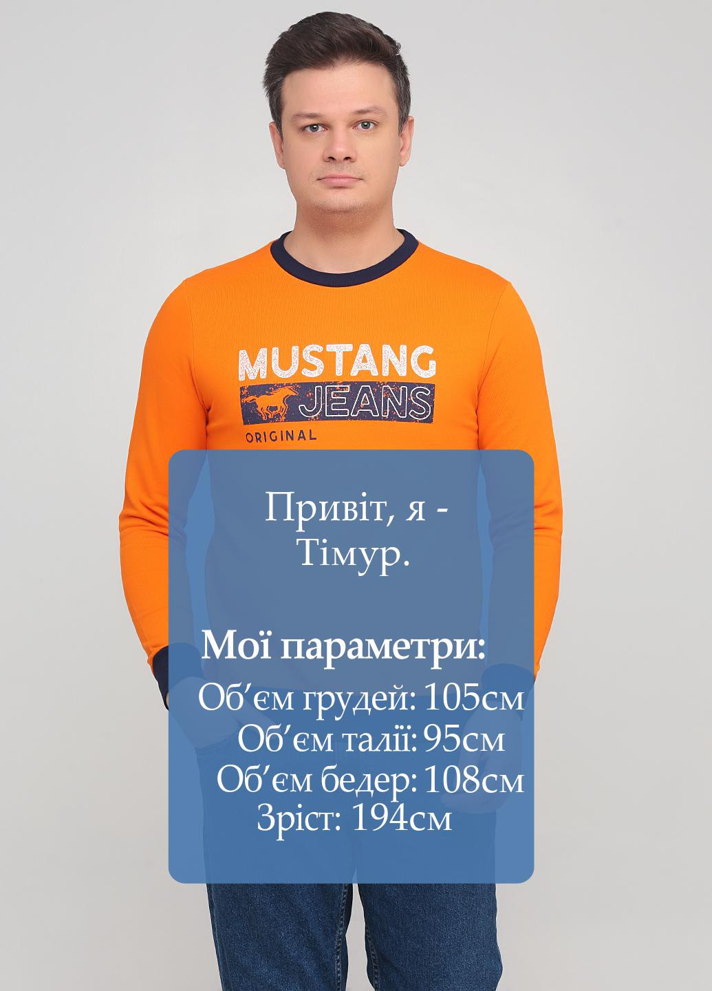 Світшот Mustang - Прямий крій напис помаранчевий кежуал бавовна, футер - (252252498)