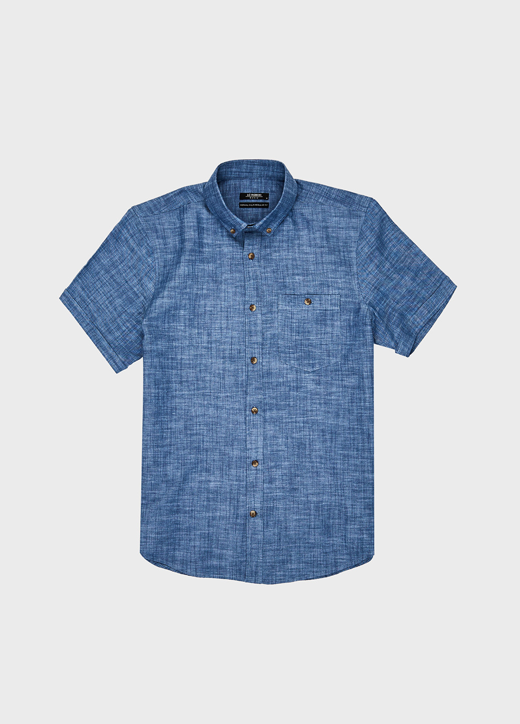 Синяя кэжуал рубашка однотонная LC Waikiki