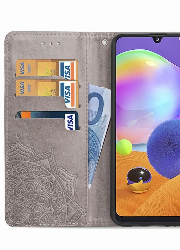 Шкіряний чохол (книжка) Art Case з візитниці для Samsung Galaxy M31s Сірий (is_00000038664_3) Epik (238478830)