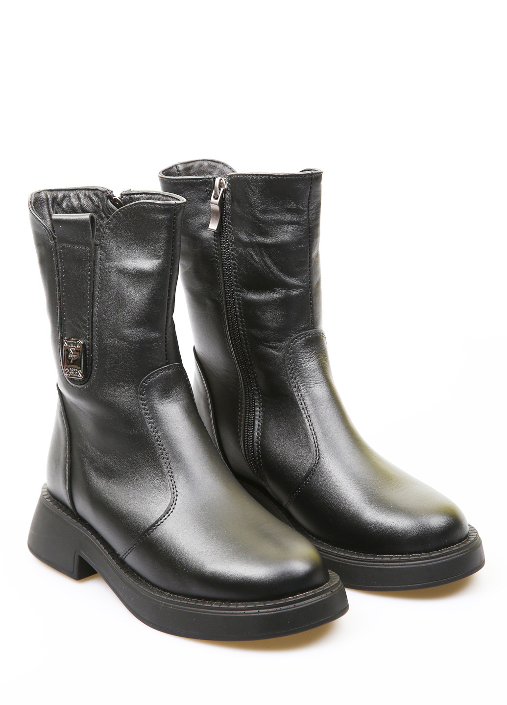 Черные зимние полусапоги No Brand