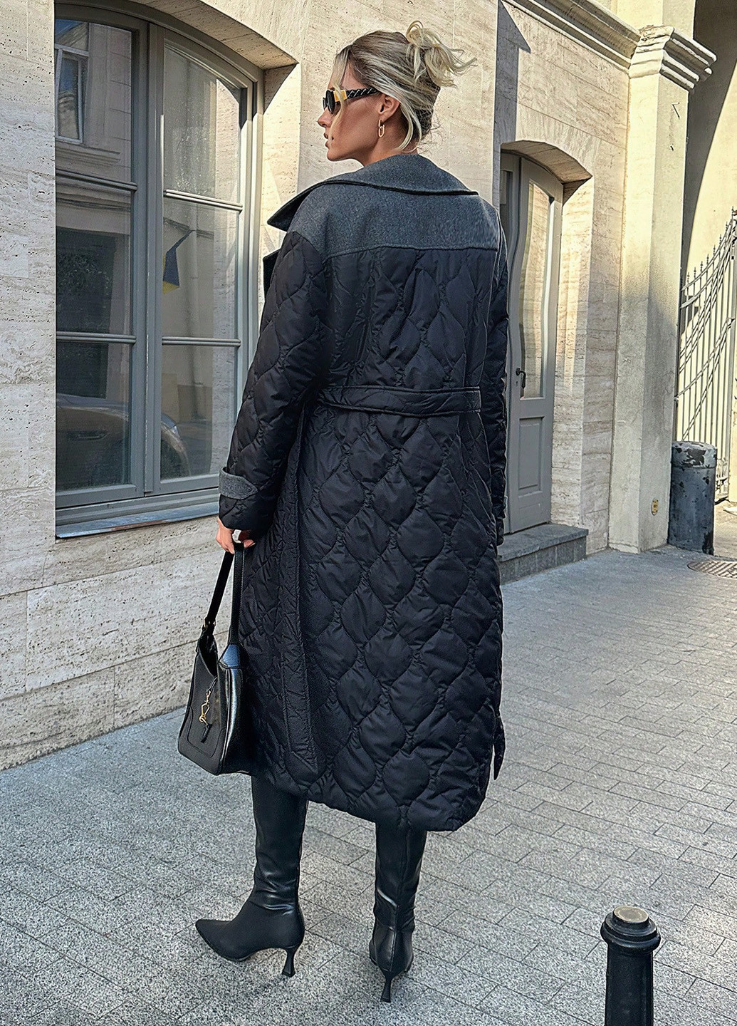 Темно-серое демисезонное Пальто двубортное SHEIN