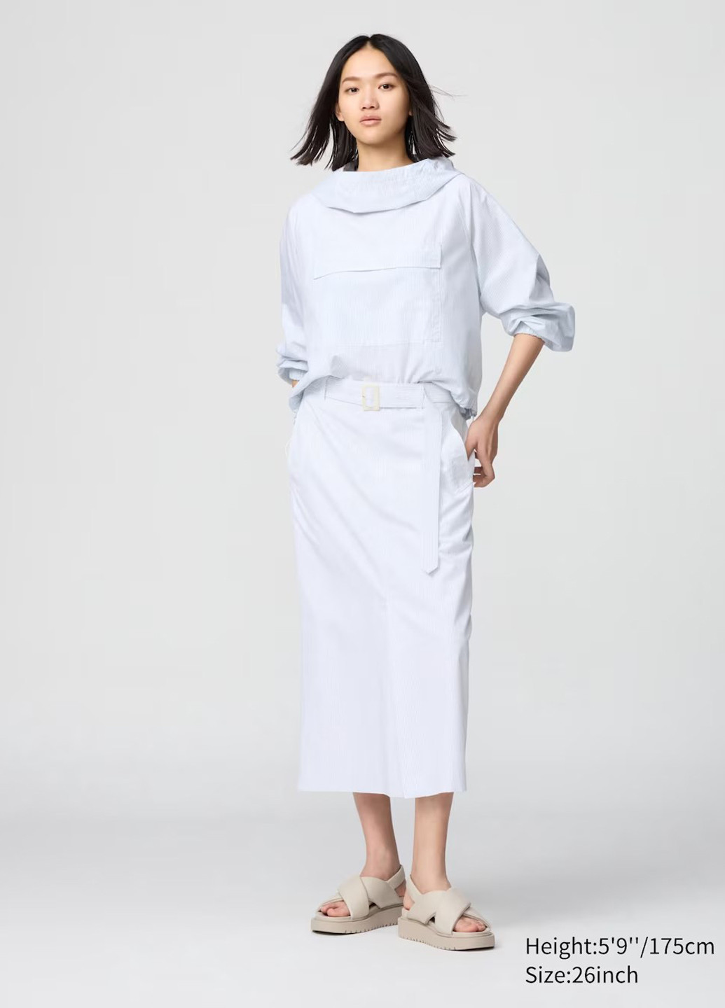 Белая кэжуал в полоску юбка Uniqlo карандаш