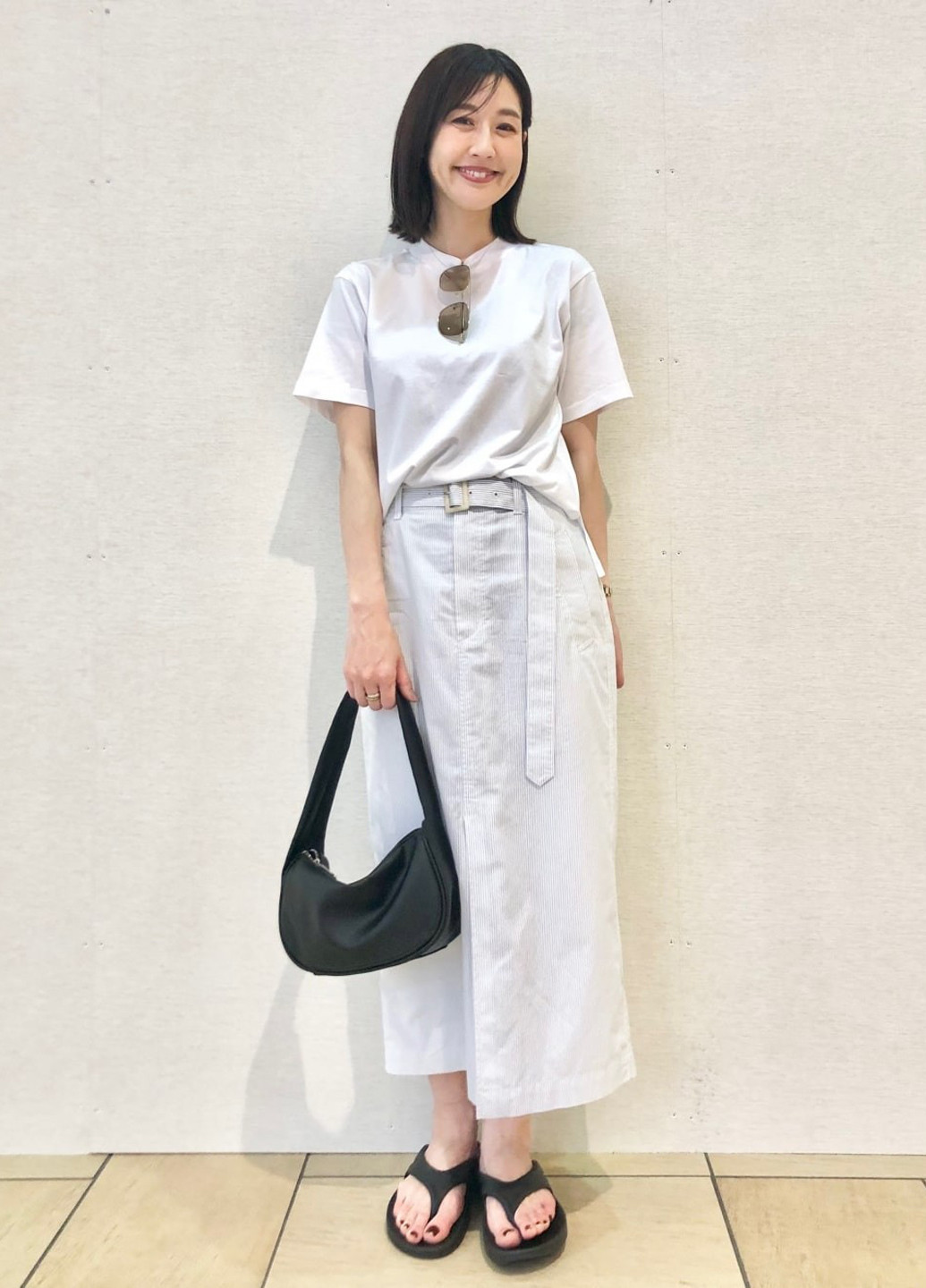 Белая кэжуал в полоску юбка Uniqlo карандаш