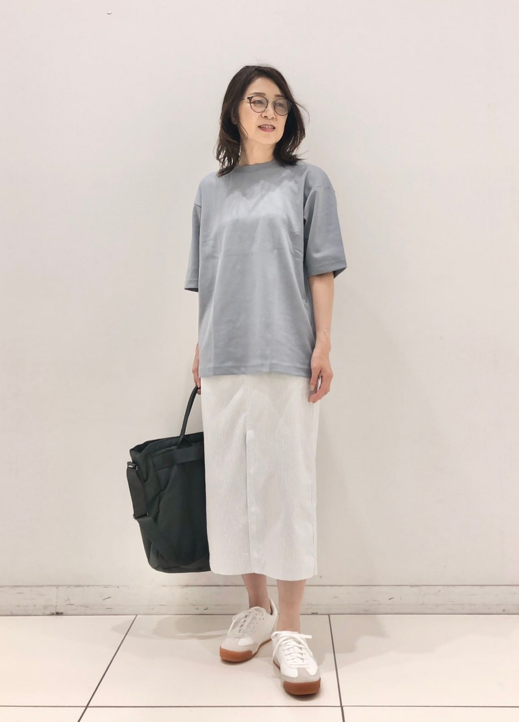 Белая кэжуал в полоску юбка Uniqlo карандаш