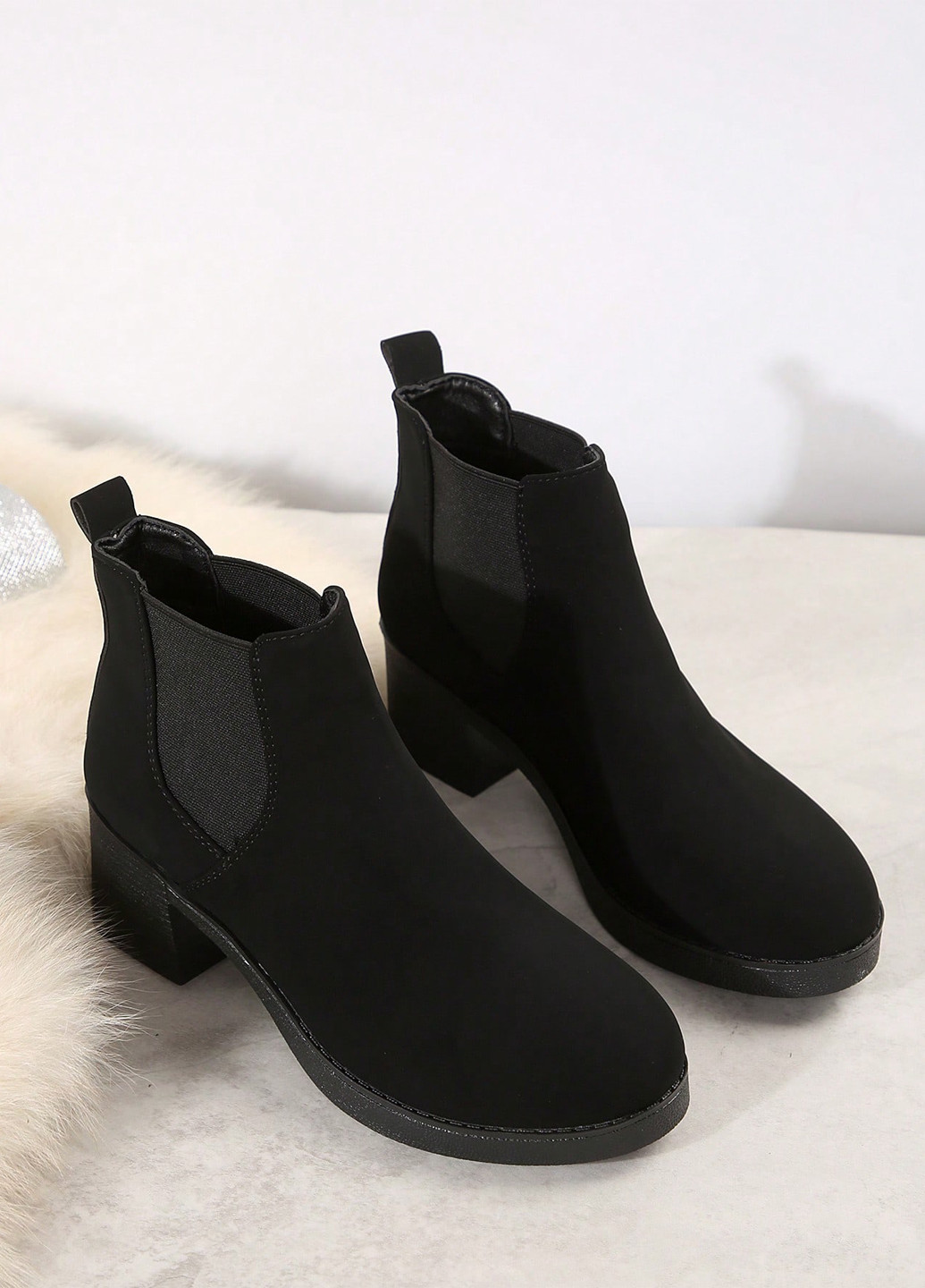 Осенние сапоги челси SHEIN без декора из искусственной замши