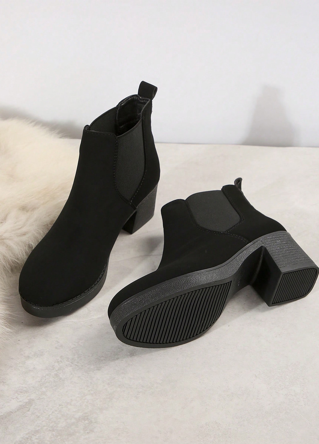 Осенние сапоги челси SHEIN без декора из искусственной замши
