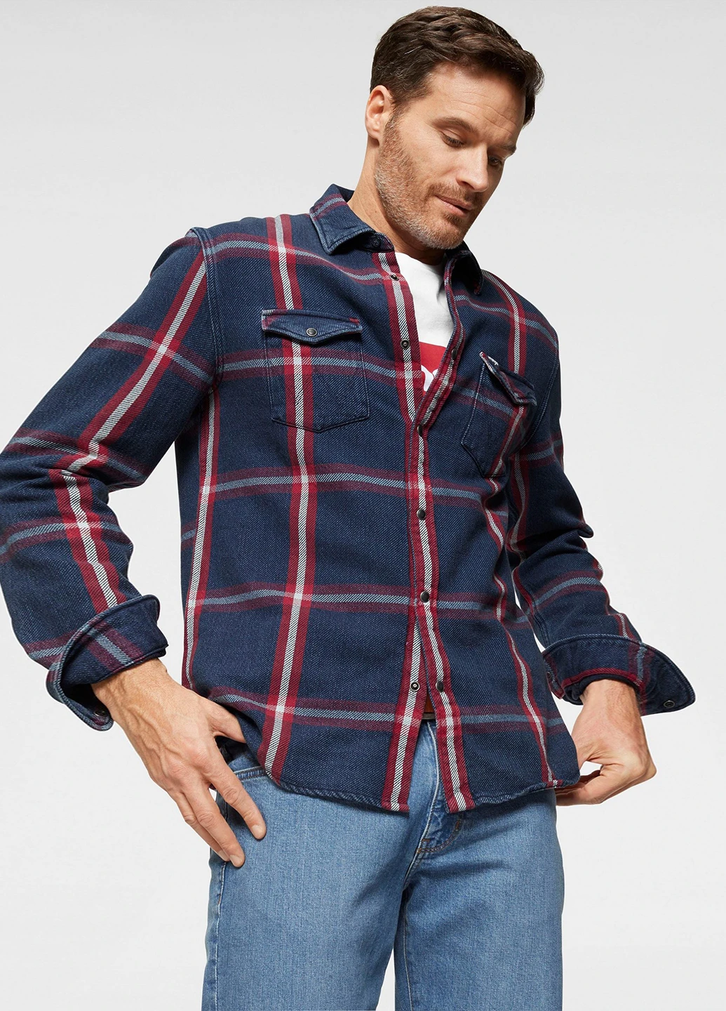 Темно-синяя кэжуал рубашка в клетку Wrangler