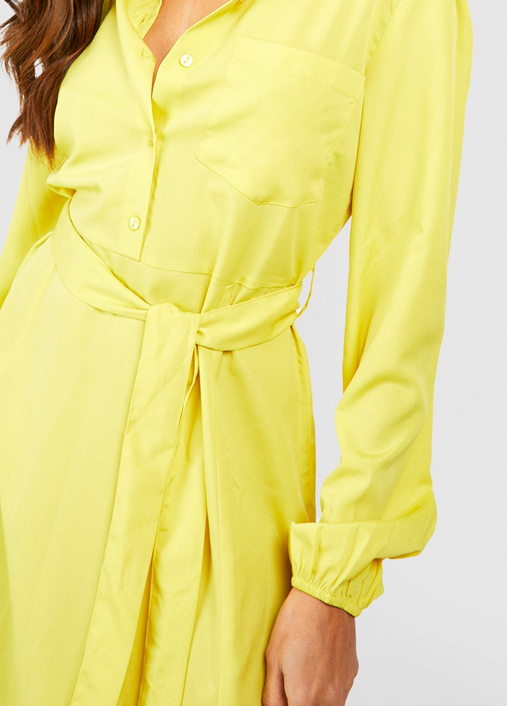 Желтое кэжуал платье рубашка Boohoo однотонное