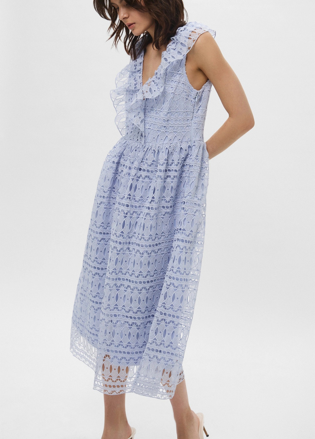 Голубое кэжуал платье H&M однотонное