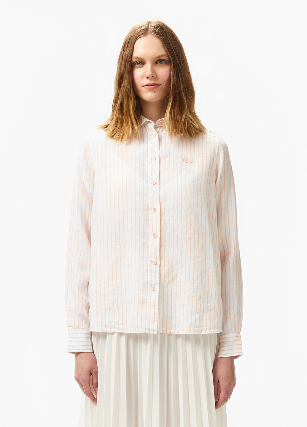 Розовая кэжуал рубашка в полоску Lacoste