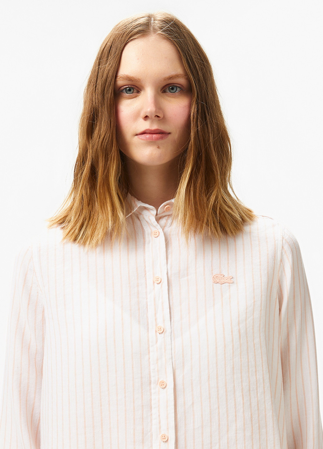 Розовая кэжуал рубашка в полоску Lacoste