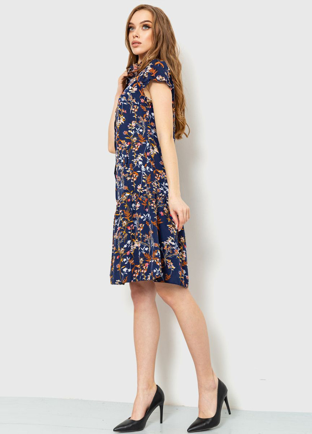 Темно-синее кэжуал платье Ager с цветочным принтом