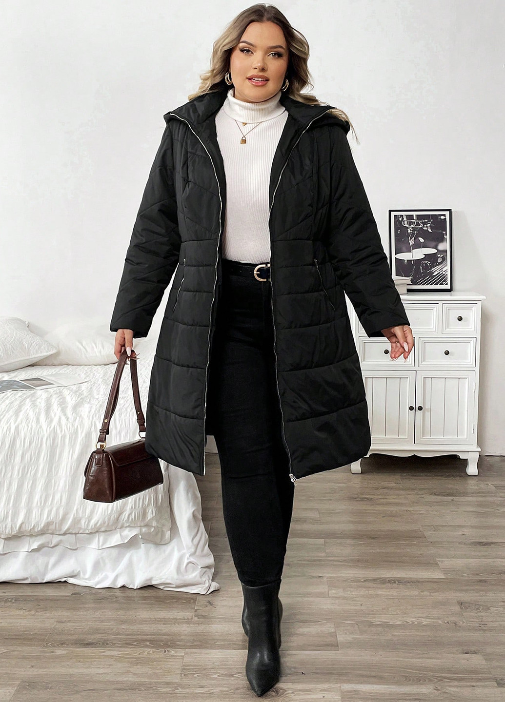 Чорна демісезонна куртка куртка-пальто SHEIN