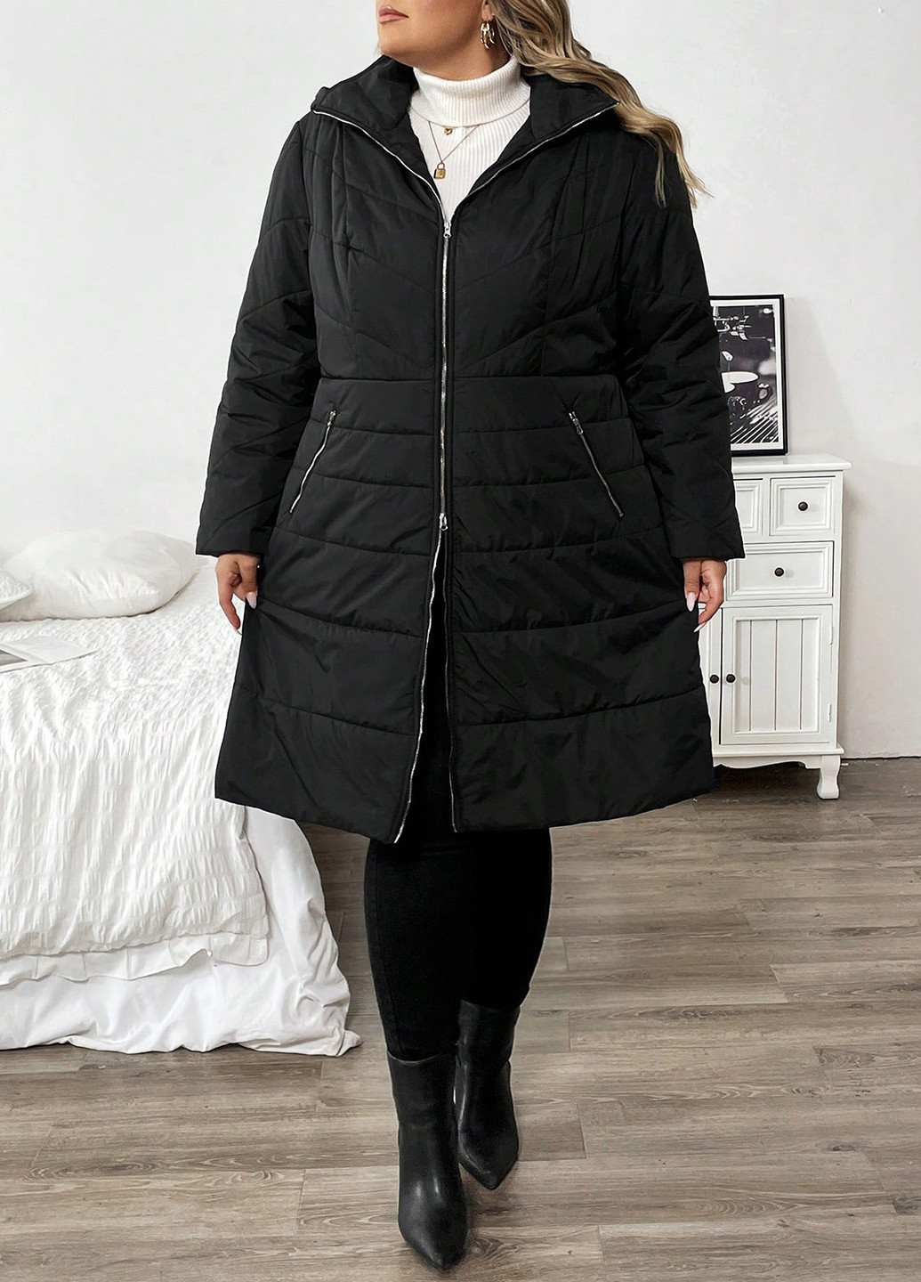Чорна демісезонна куртка куртка-пальто SHEIN