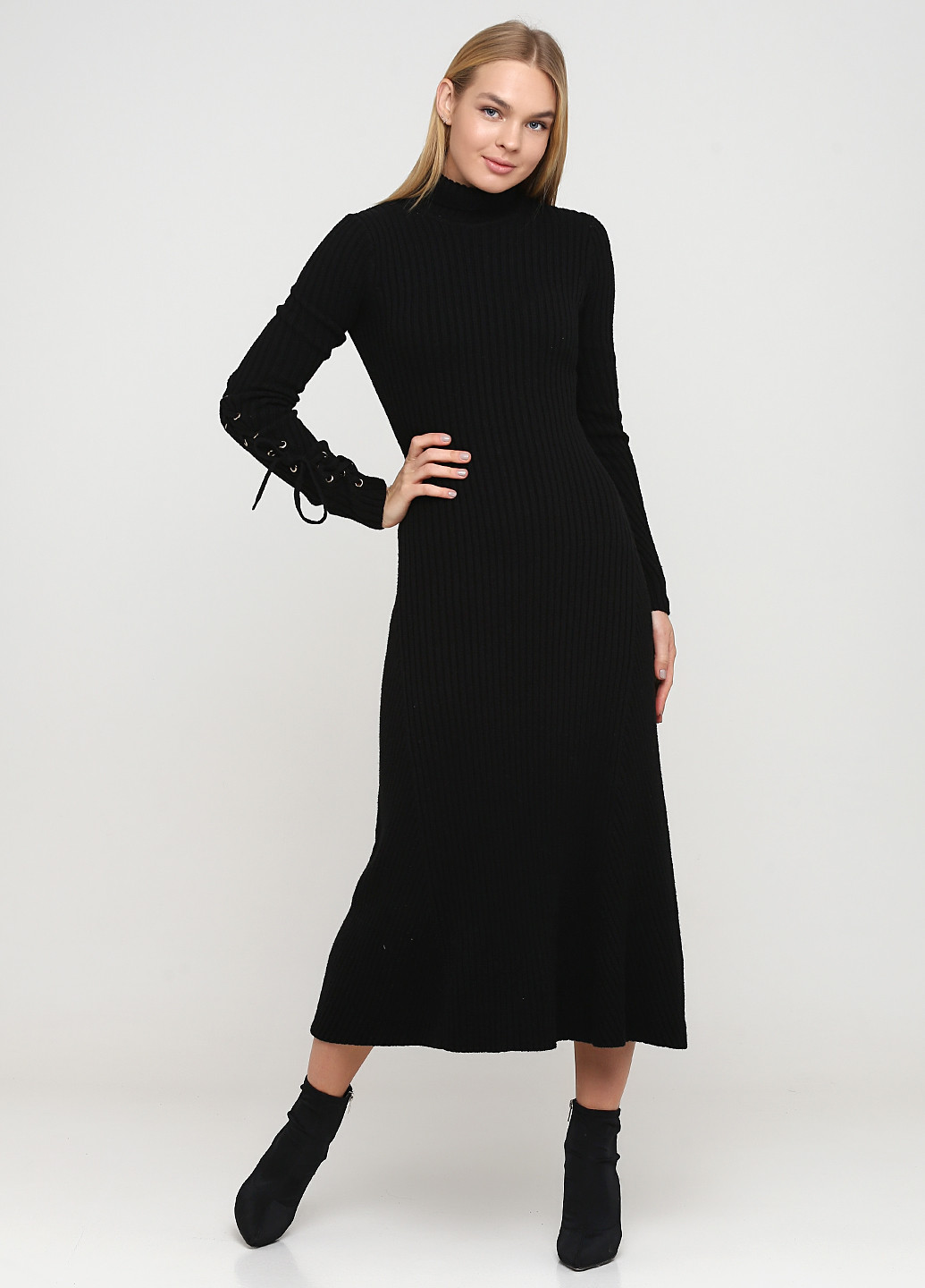 Черное кэжуал платье платье-свитер Maje однотонное