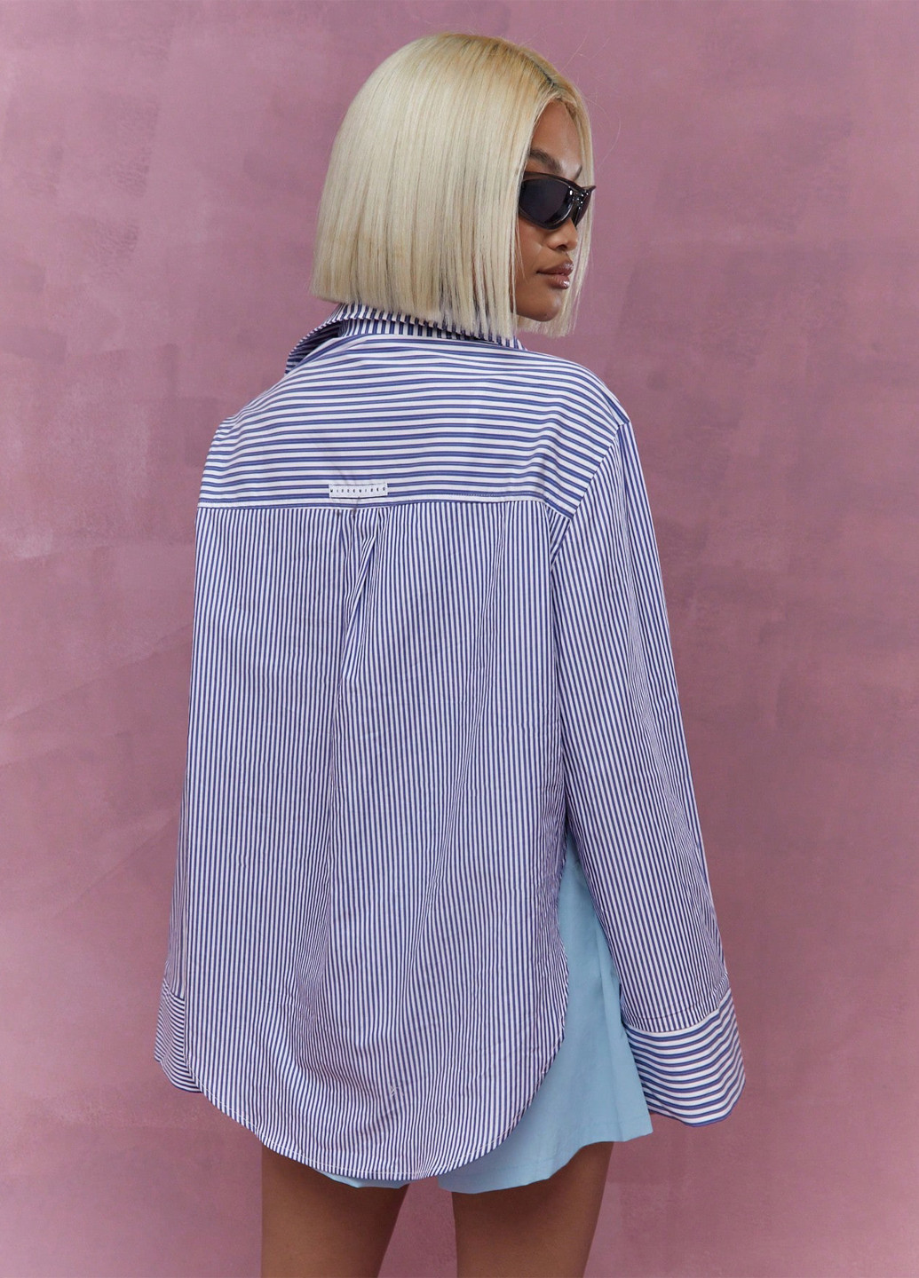 Синяя кэжуал рубашка в полоску SHEIN