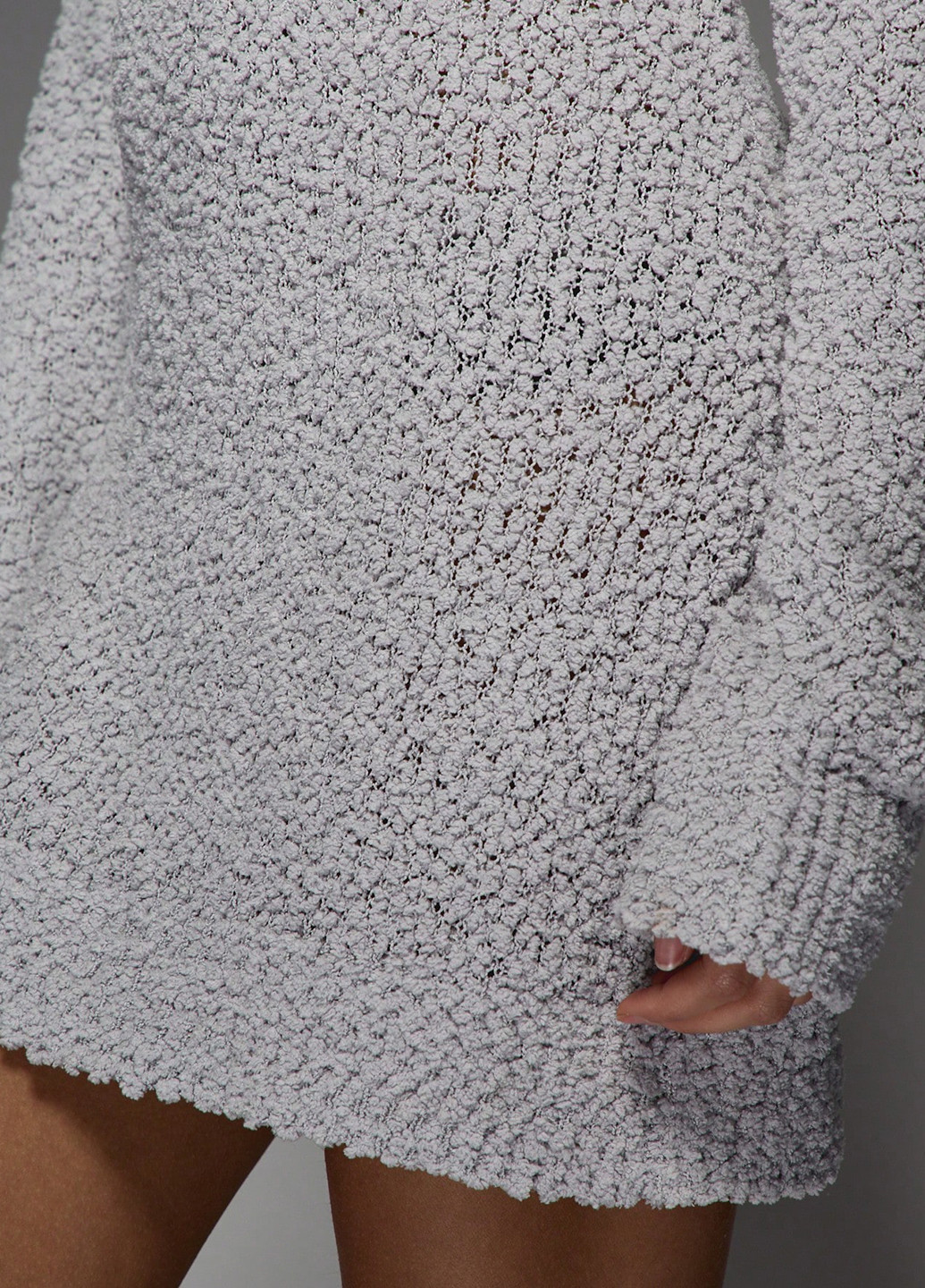 Светло-серое кэжуал платье платье-свитер SHEIN однотонное