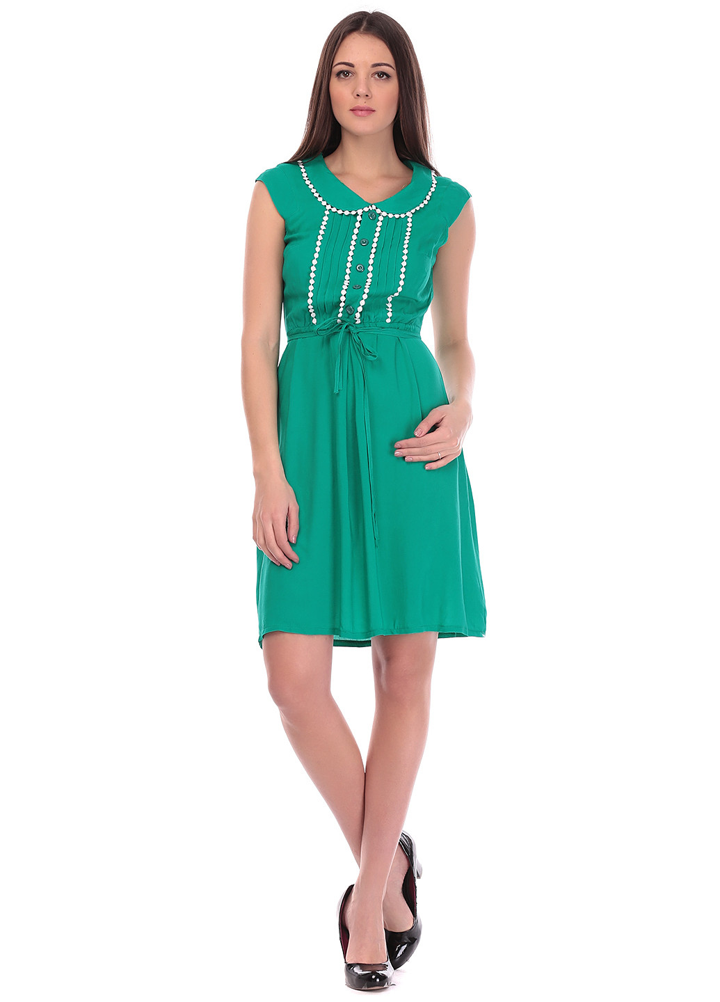 Зеленое кэжуал платье клеш Ruta-S однотонное