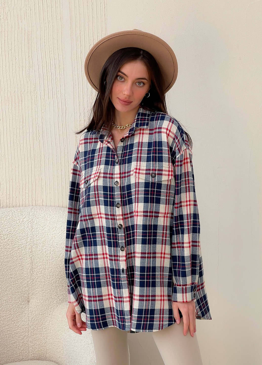 Синяя кэжуал рубашка в клетку Тю-Тю!