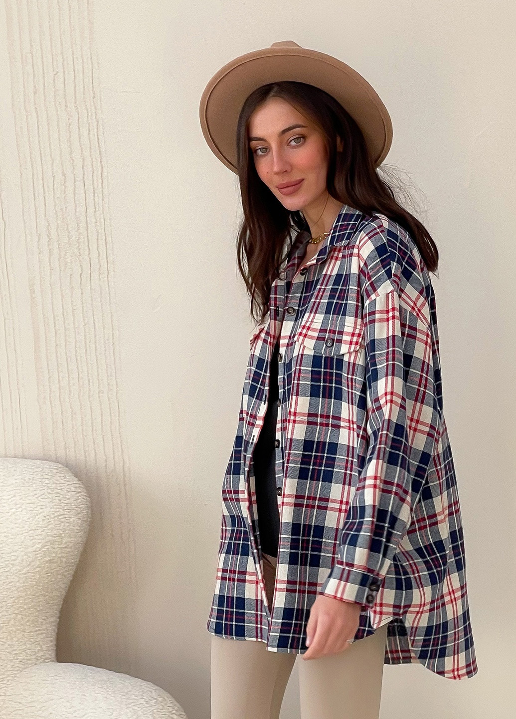 Синяя кэжуал рубашка в клетку Тю-Тю!