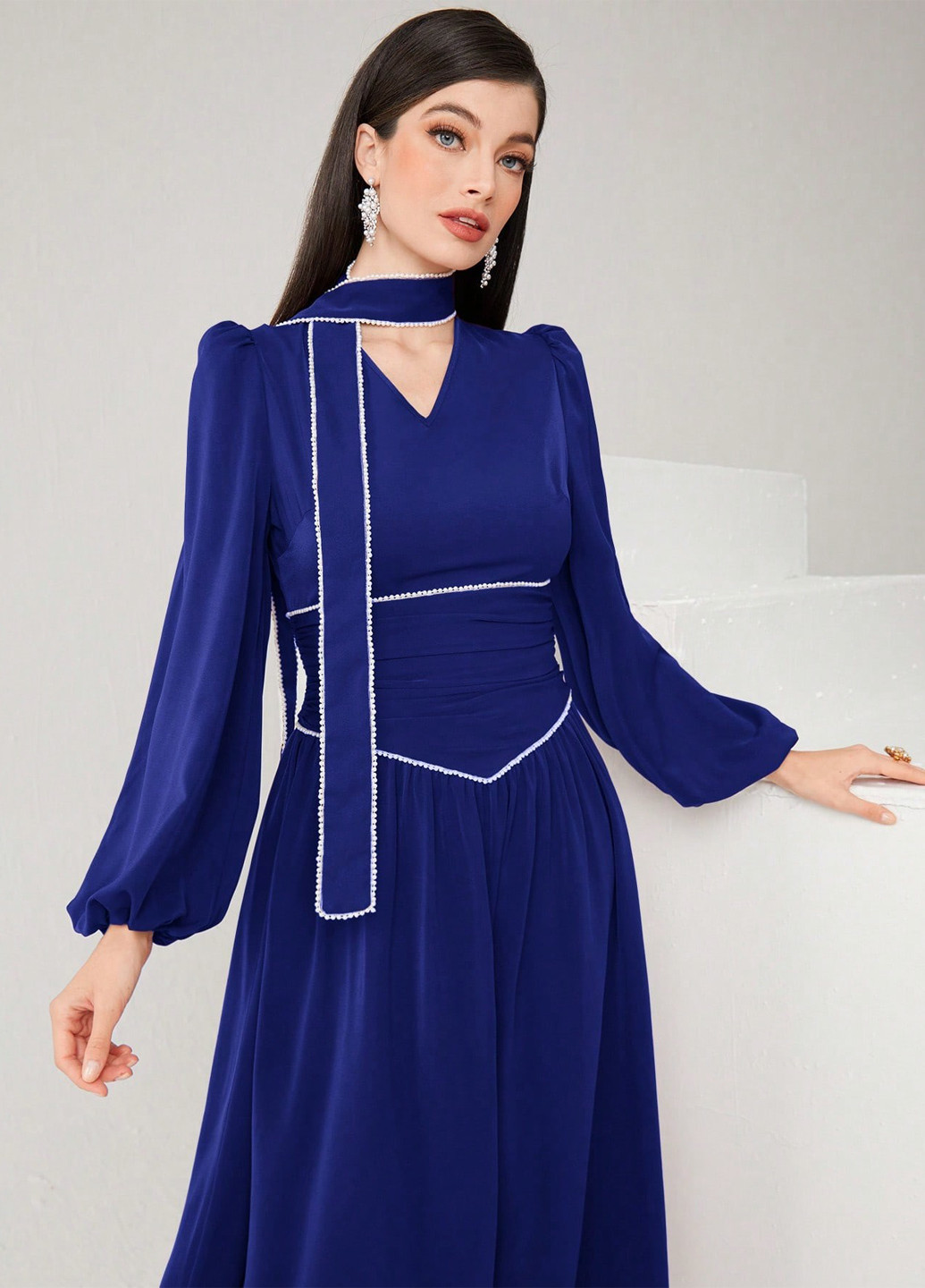 Темно-синя кежуал сукня кльош SHEIN однотонна