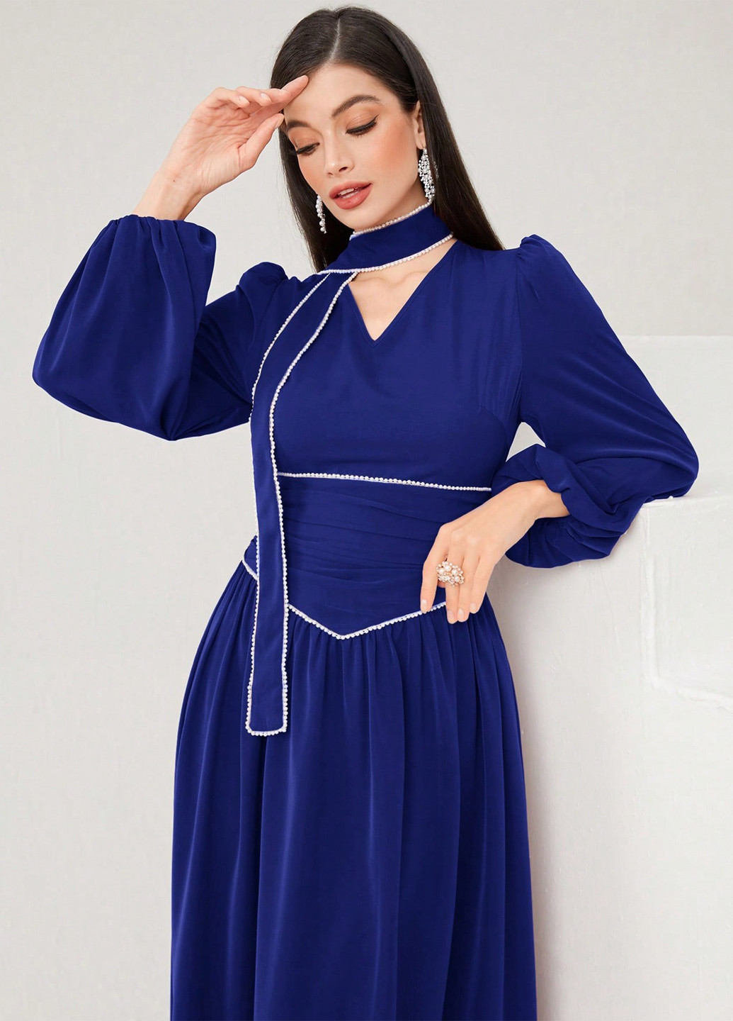 Темно-синя кежуал сукня кльош SHEIN однотонна