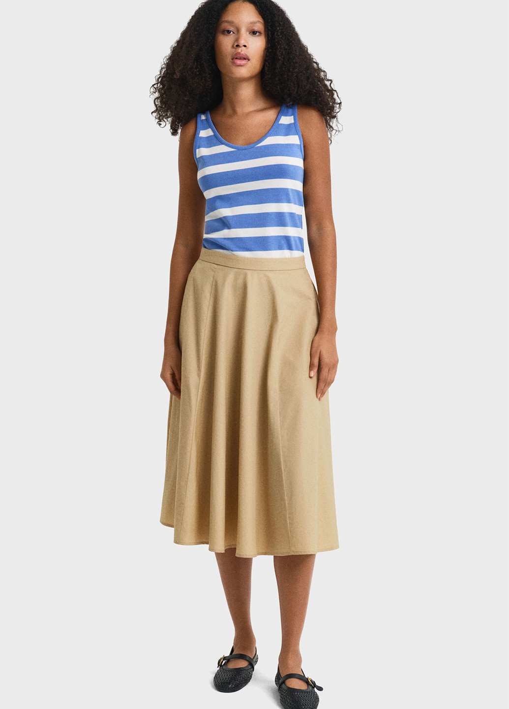 Бежевая праздничный, офисная, кэжуал однотонная юбка Gant клешированная, а-силуэта (трапеция)