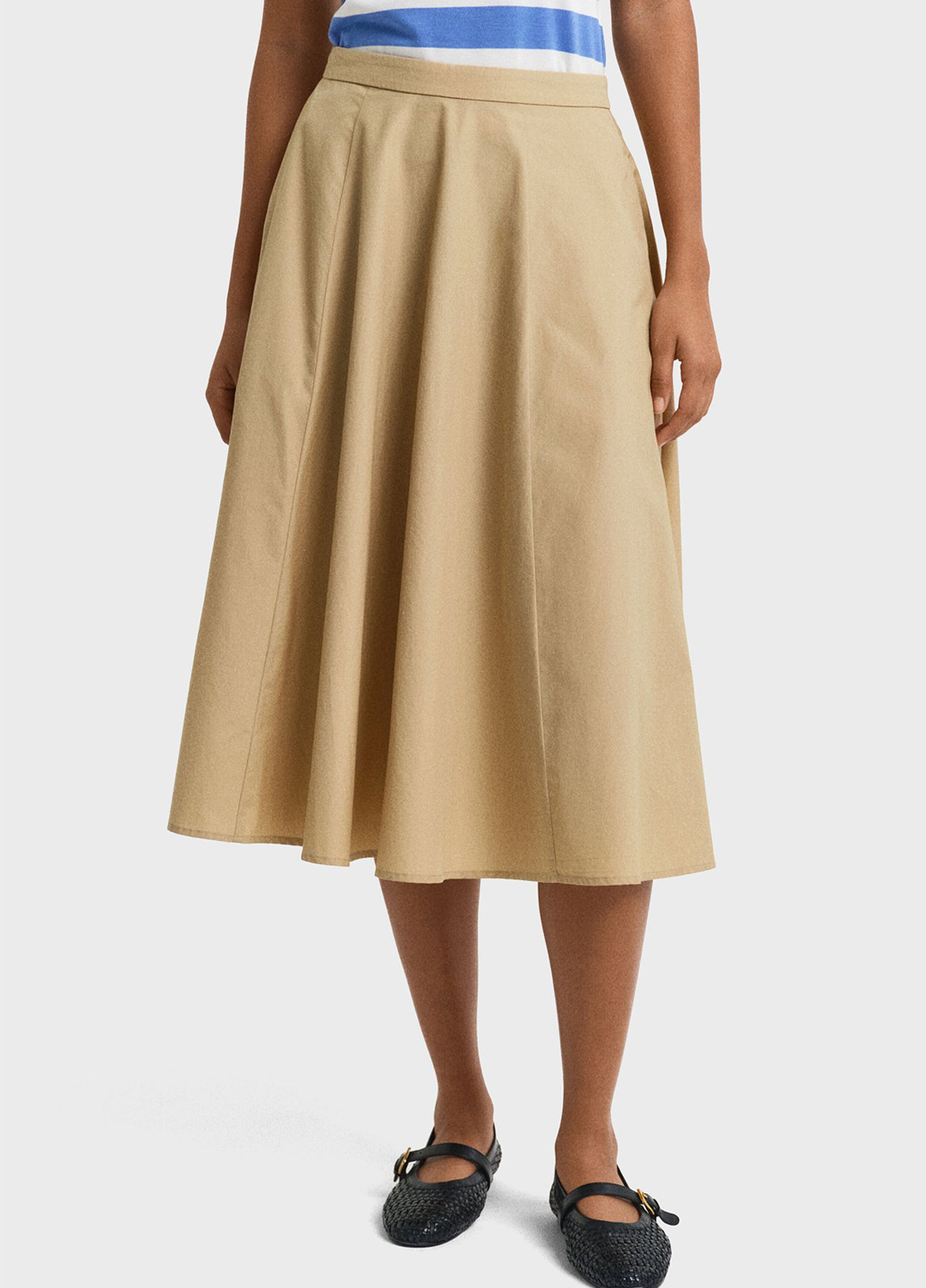 Бежевая праздничный, офисная, кэжуал однотонная юбка Gant клешированная, а-силуэта (трапеция)