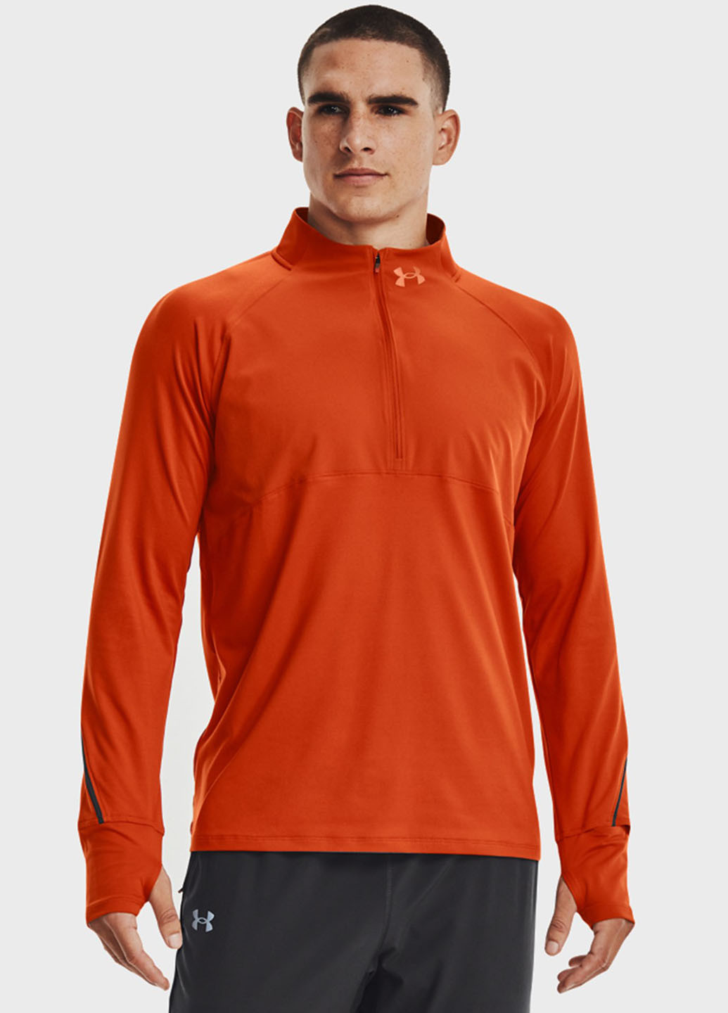 Оранжевый демисезонный спортивный лонгслив Under Armour с логотипом