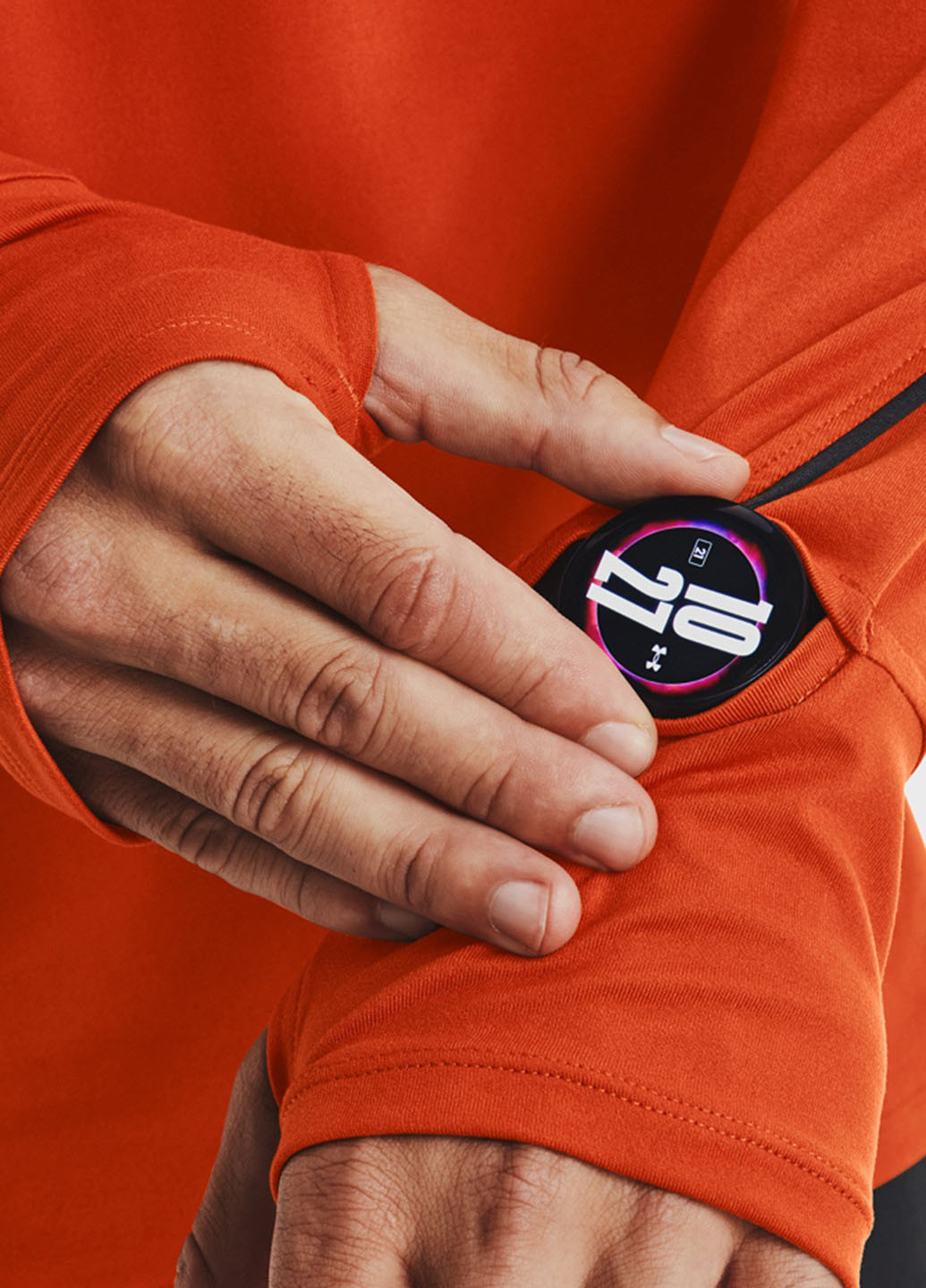 Оранжевый демисезонный спортивный лонгслив Under Armour с логотипом