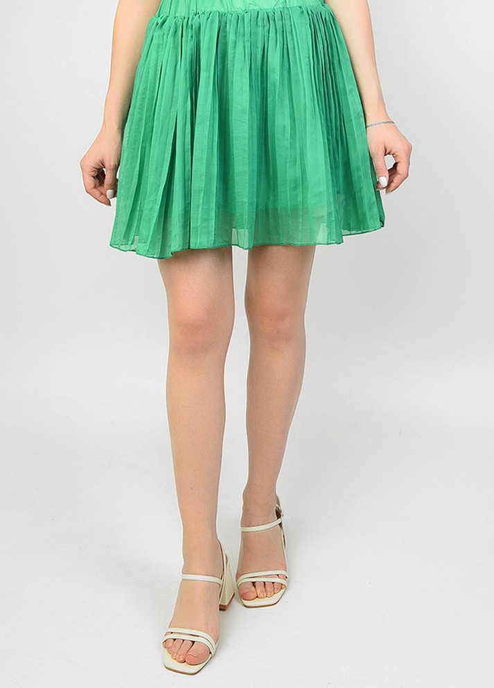 Зеленая кэжуал однотонная юбка Let's Shop плиссе