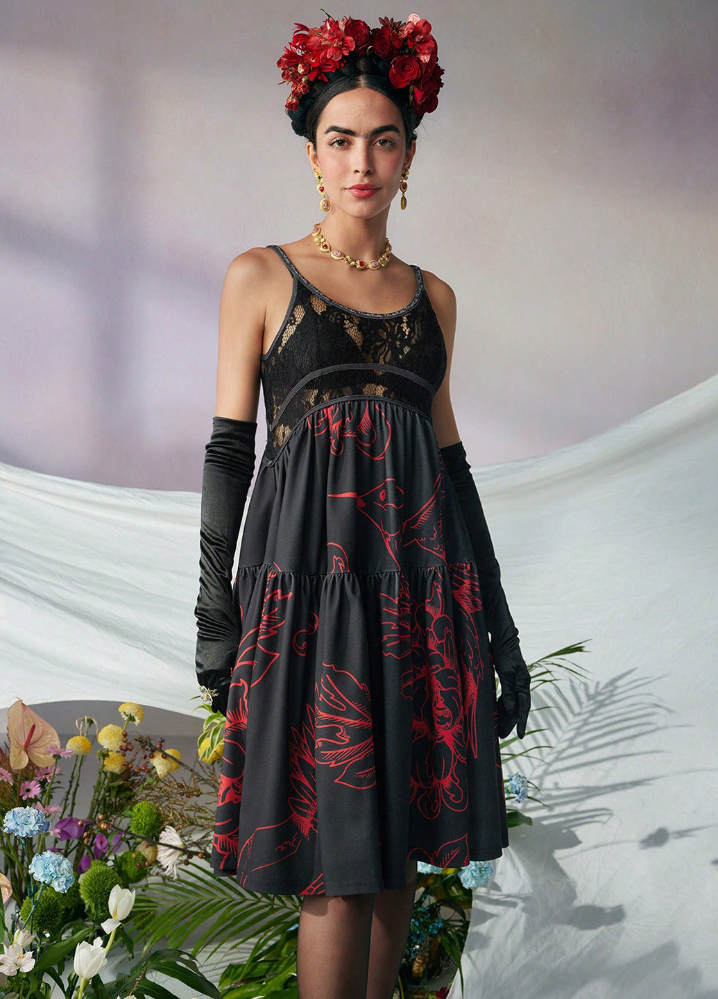 Чорна кежуал сукня в стилі армпір SHEIN з квітковим принтом