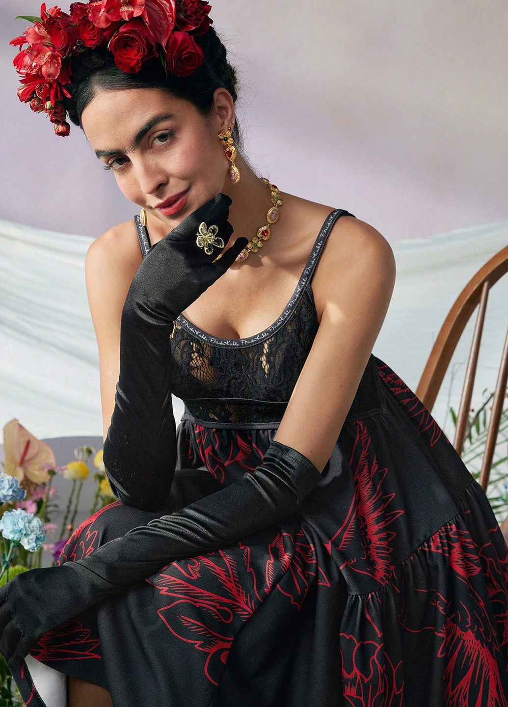 Чорна кежуал сукня в стилі армпір SHEIN з квітковим принтом