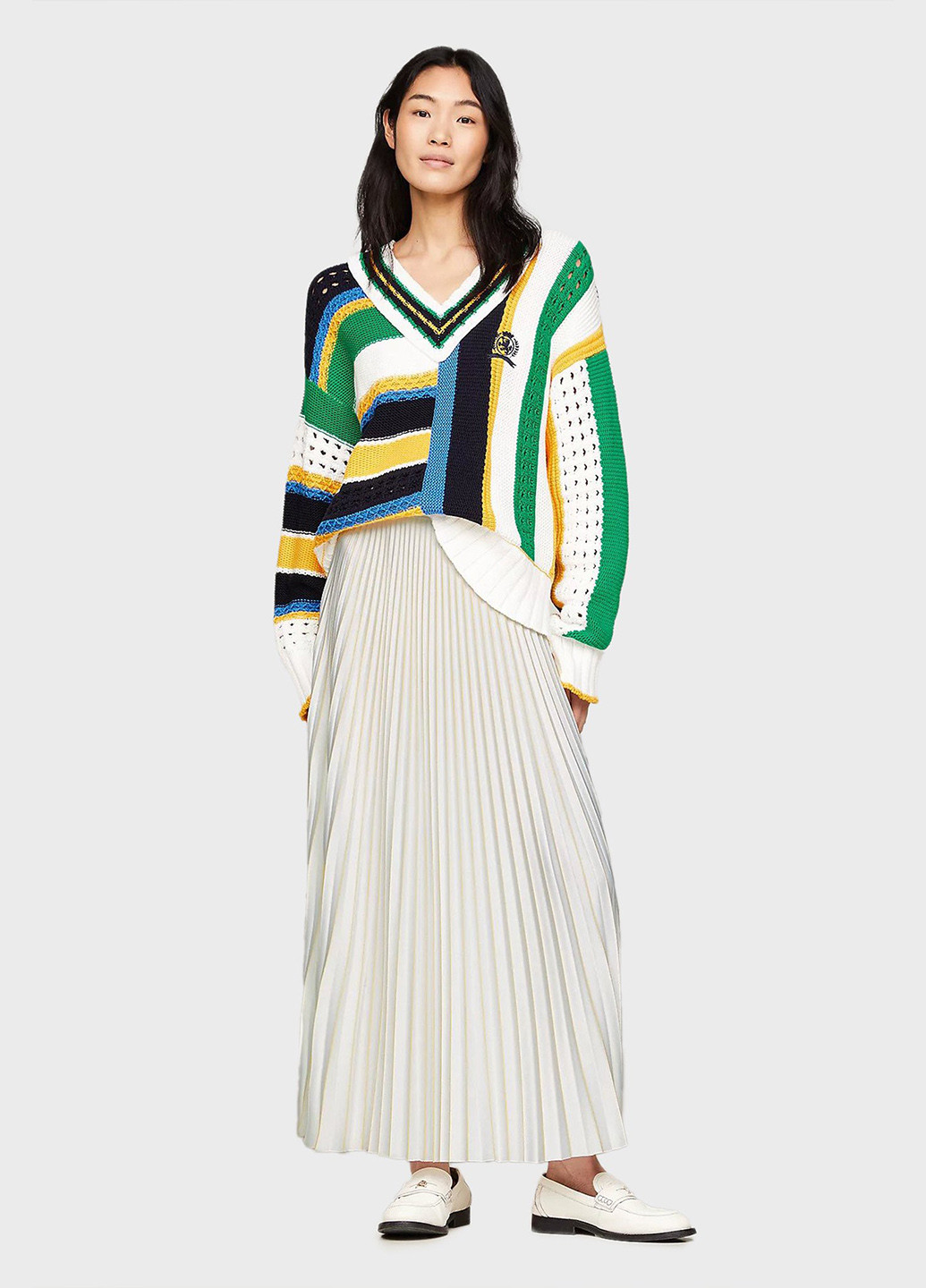 Молочная кэжуал однотонная юбка Tommy Hilfiger плиссе