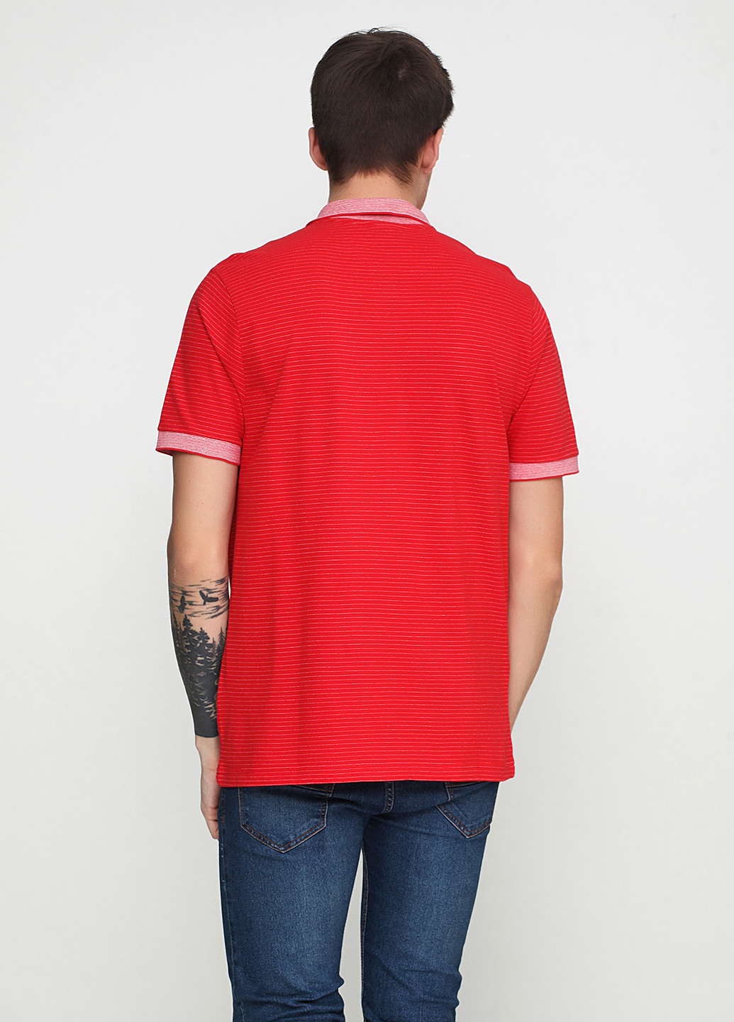 Красная футболка-поло для мужчин Pierre Cardin в полоску