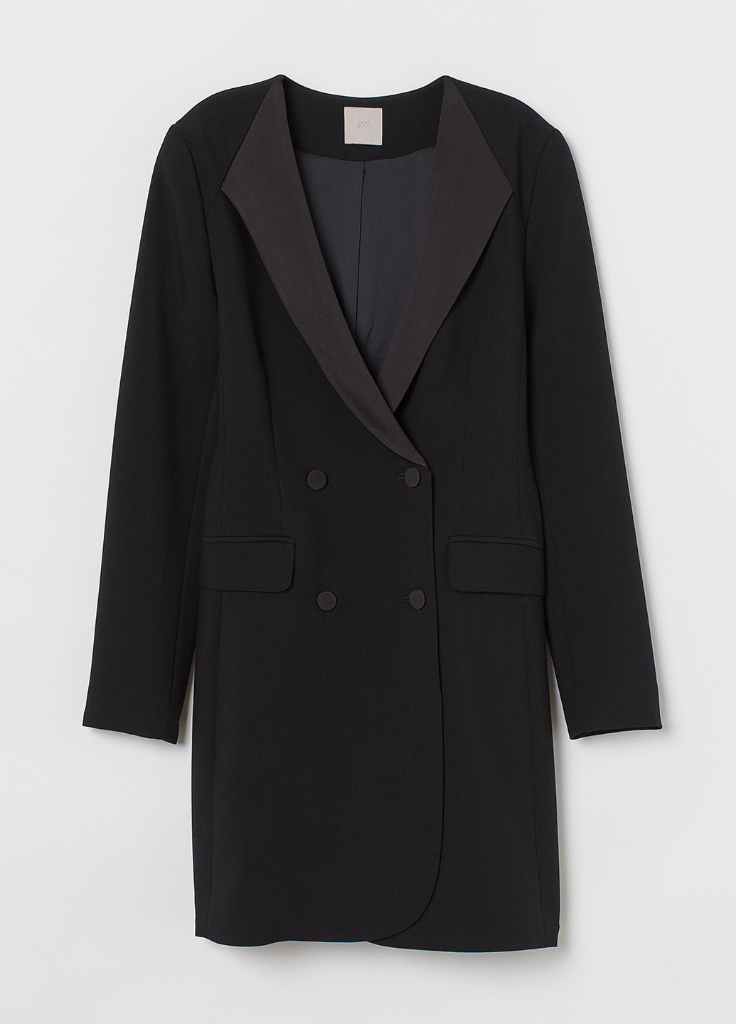 Черное демисезонное Пальто двубортное H&M