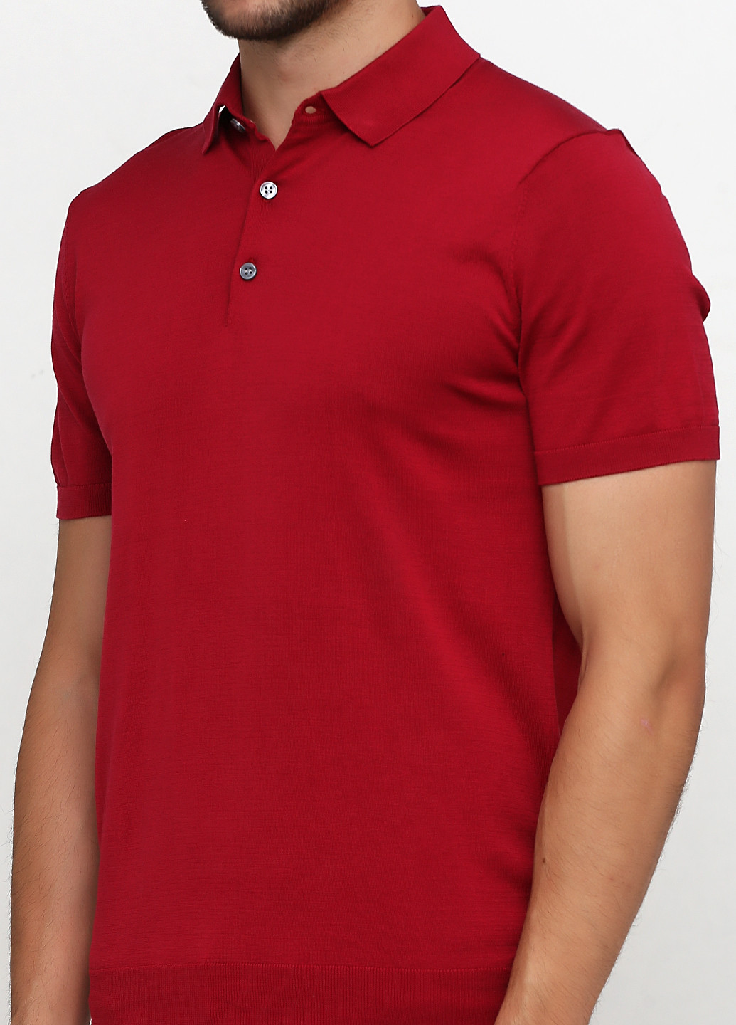 Бордовая футболка-поло для мужчин H&M однотонная