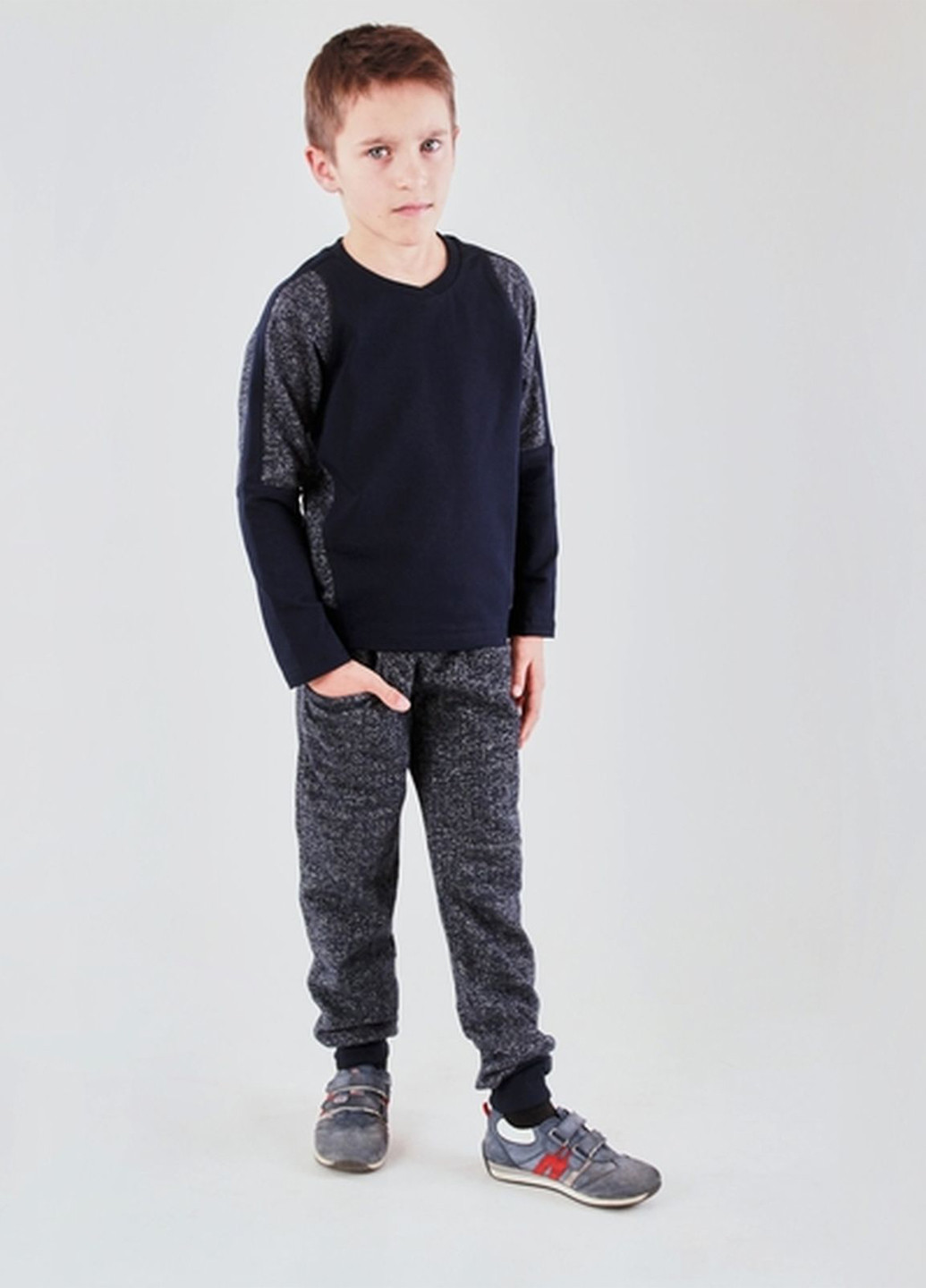 Ляля свитшот однотонный индиго кэжуал хлопок, двунитка