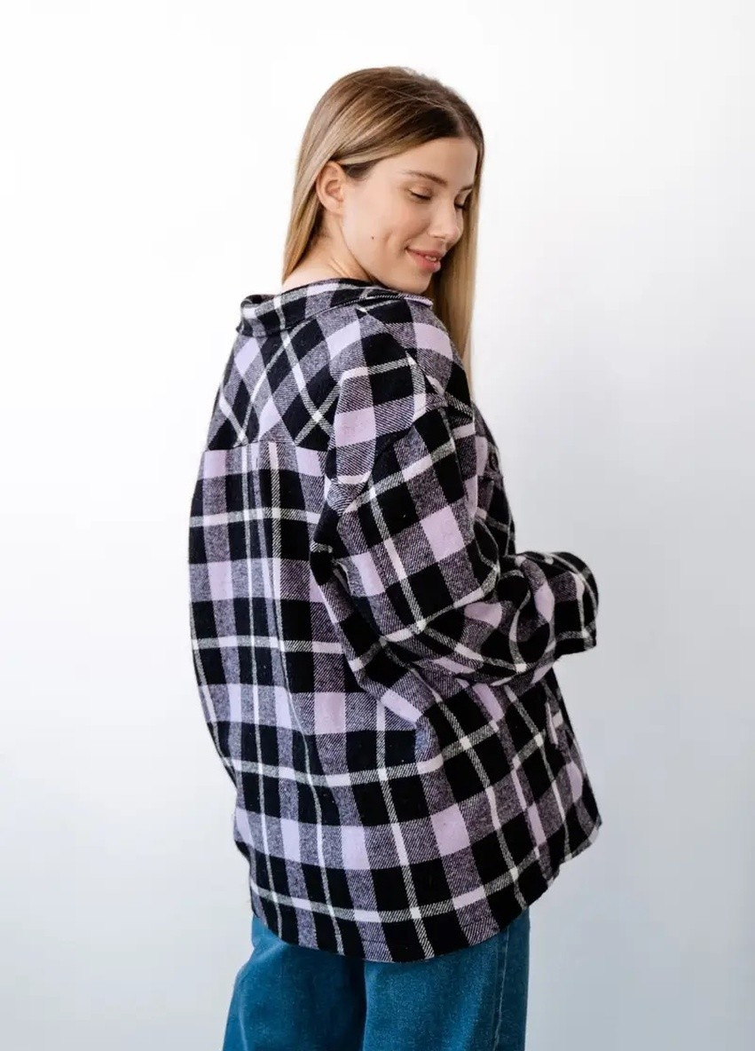 Бавовняна тепла сорочка блуза для вагітних і годуючих лавандова клітина oversize - крою To Be (248671207)