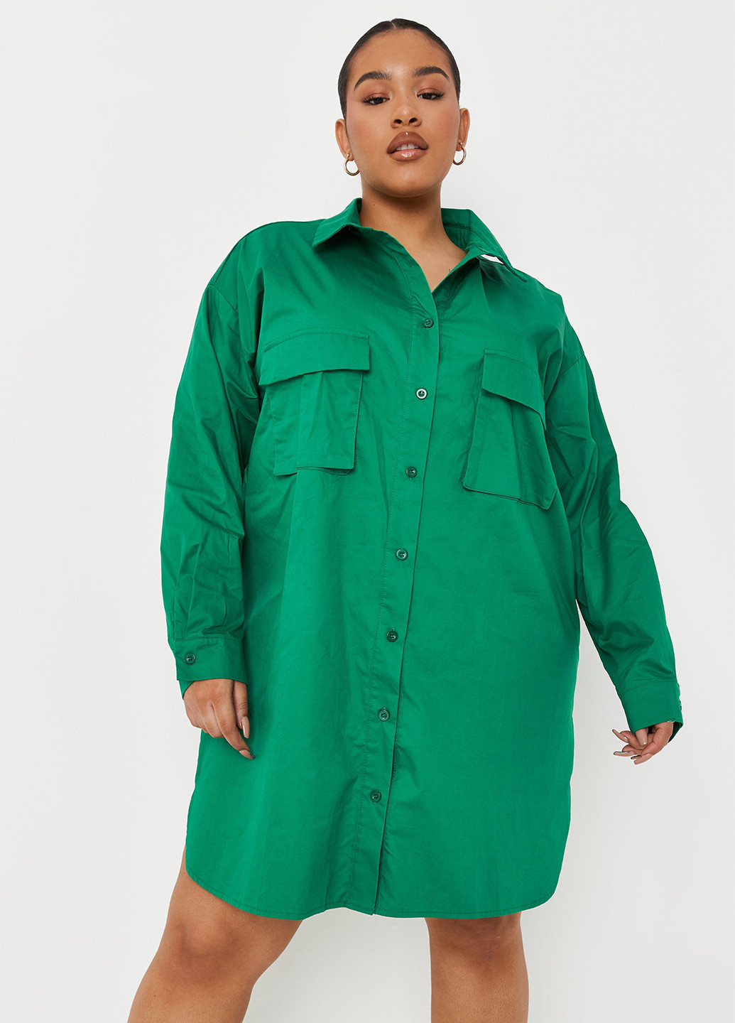 Зеленое кэжуал платье рубашка Missguided однотонное