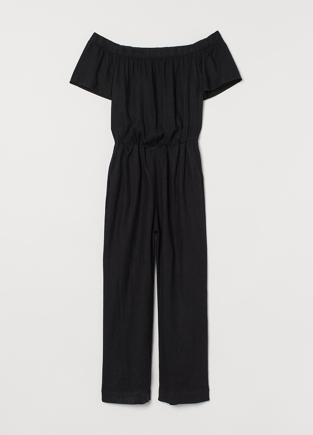 Комбинезон H&M комбинезон-брюки чёрный кэжуал лен